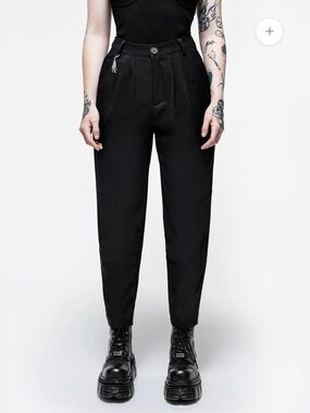 NWT Disturbia Malverde High Waist Tapered Trousers Black US 14 Goth Witchy